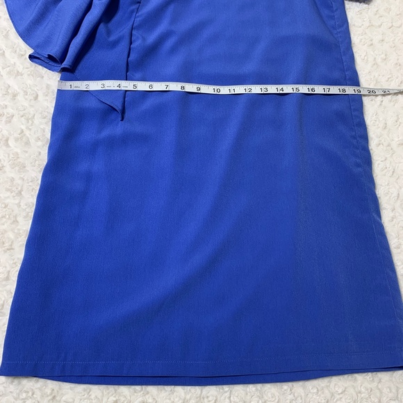 Crosby by Mollie Burch Jeni Ruffle Accent Sleeve Shift Dress Blue Sz M - Picture 9 of 10